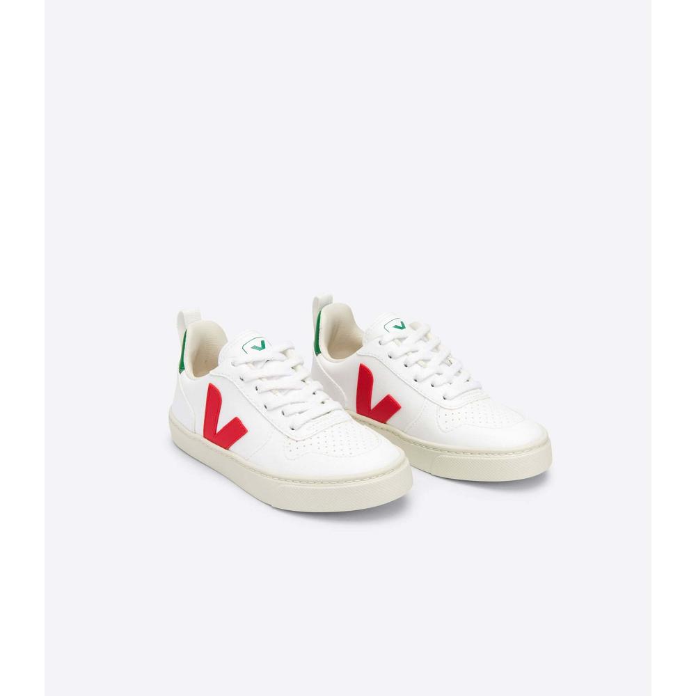 Veja V-10 LACES CWL Kids' Shoes White/Red | NZ 792QMA